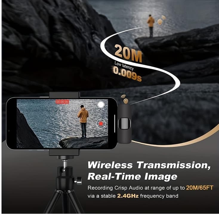 K8 Wireless Lavalier Microphone Plug and Play iPhone Android